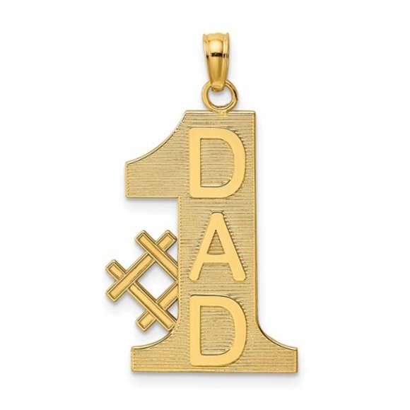 14k Yellow Gold #1 Dad Necklace Charm Pendant for Father's Day New Dad Granddad